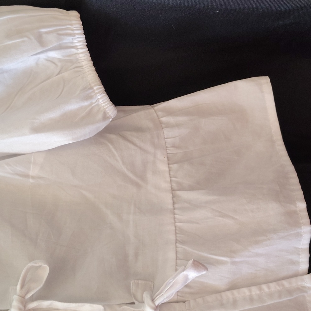 Rag & Bone front Tie Peplum Top. White. Size L Juniors - Picture 4 of 7